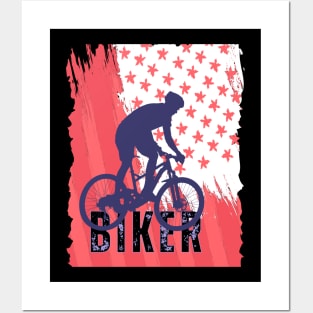 FUNNY RED BIKER FLAG USA Posters and Art